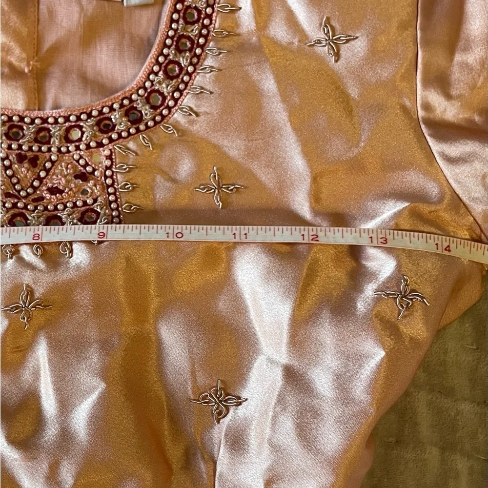 Peach Beaded Lehenga Choli 3-Piece Set Fairy Princess Indian Costume Dress Up